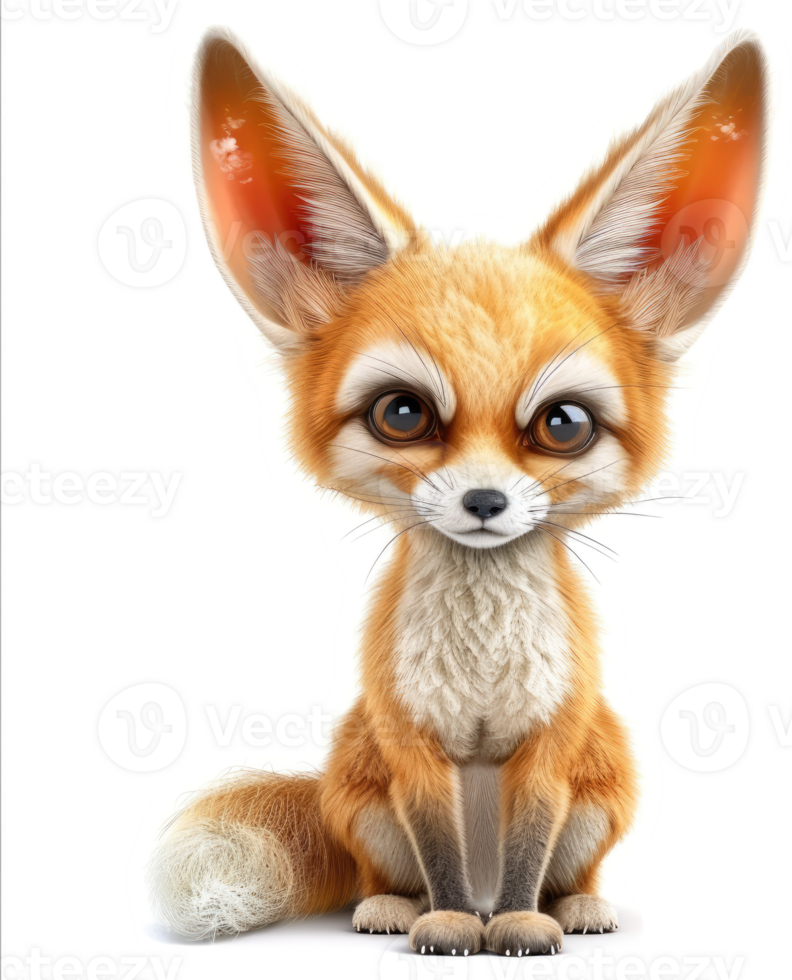 Cute Fennec Fox Illustration Against a White Background. png