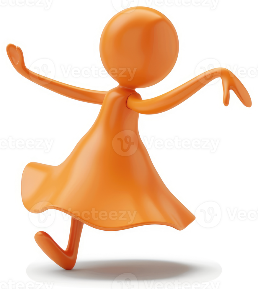Orange figure joyfully dancing backward. png