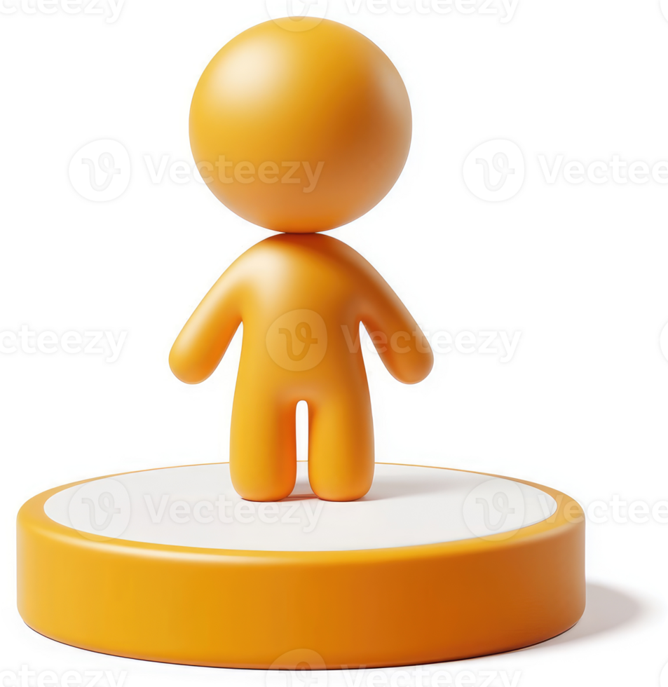 Orange cartoon figure stands on an orange base. png