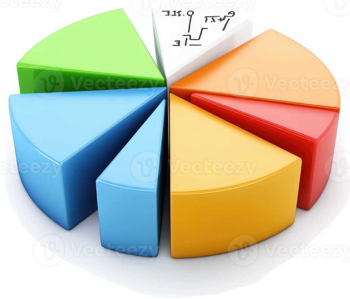 Colorful pie chart with mathematical formulas illustrates data distribution. png