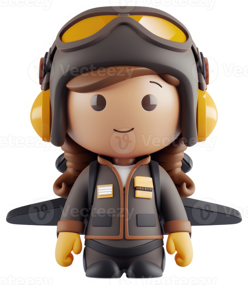 Cute cartoon pilot character with wings. png