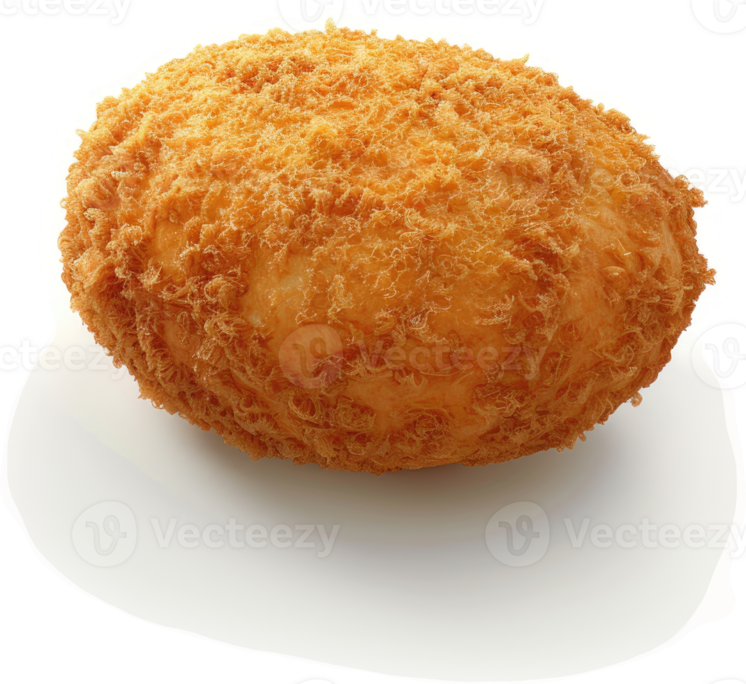 Golden-brown, crispy fried bread roll. png