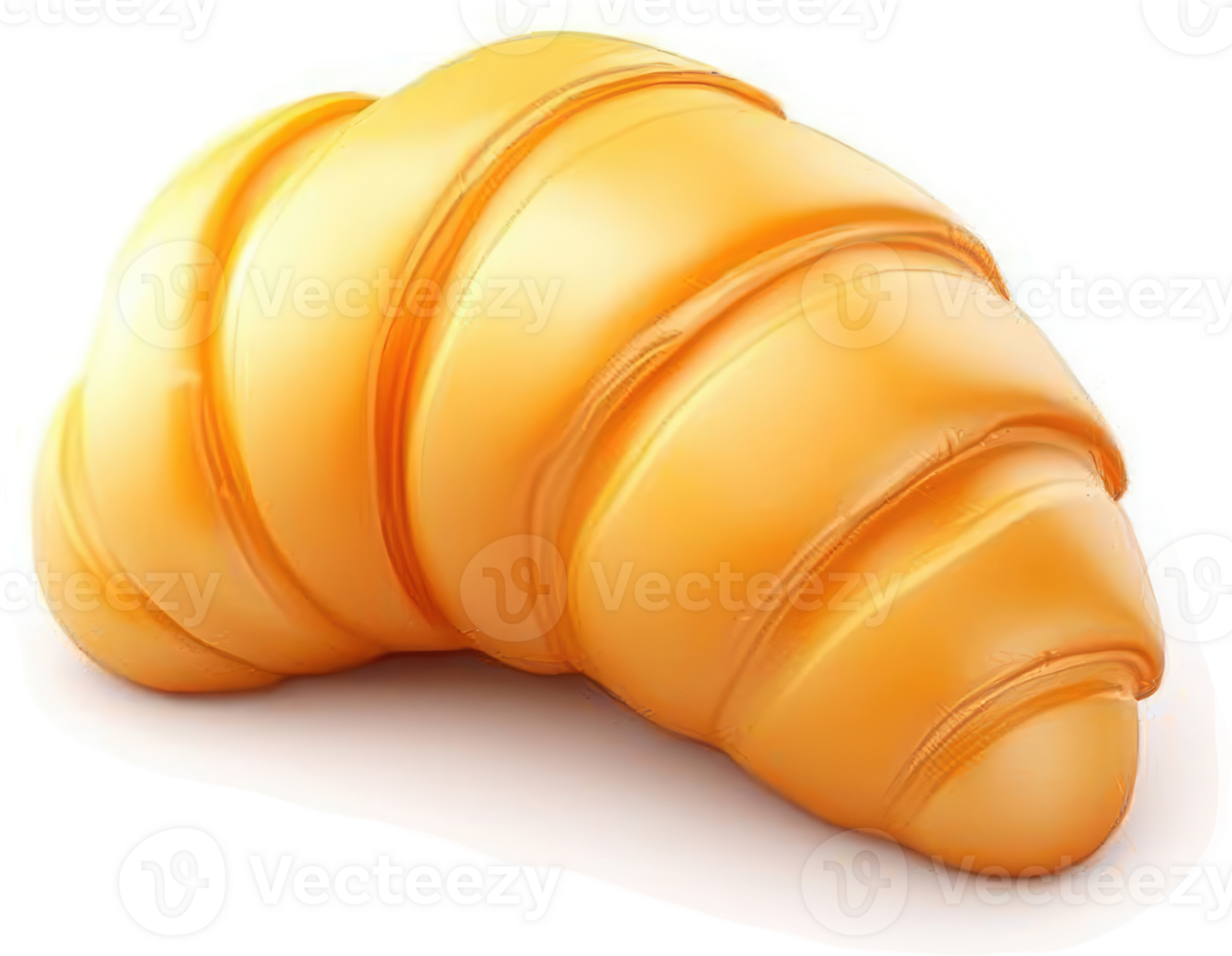 Golden croissant, perfectly formed, against a white background. png