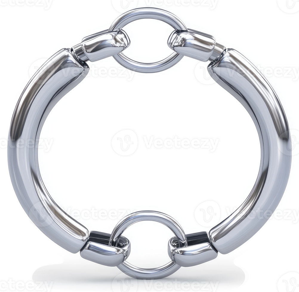 Circular metal band with interlocking rings. png