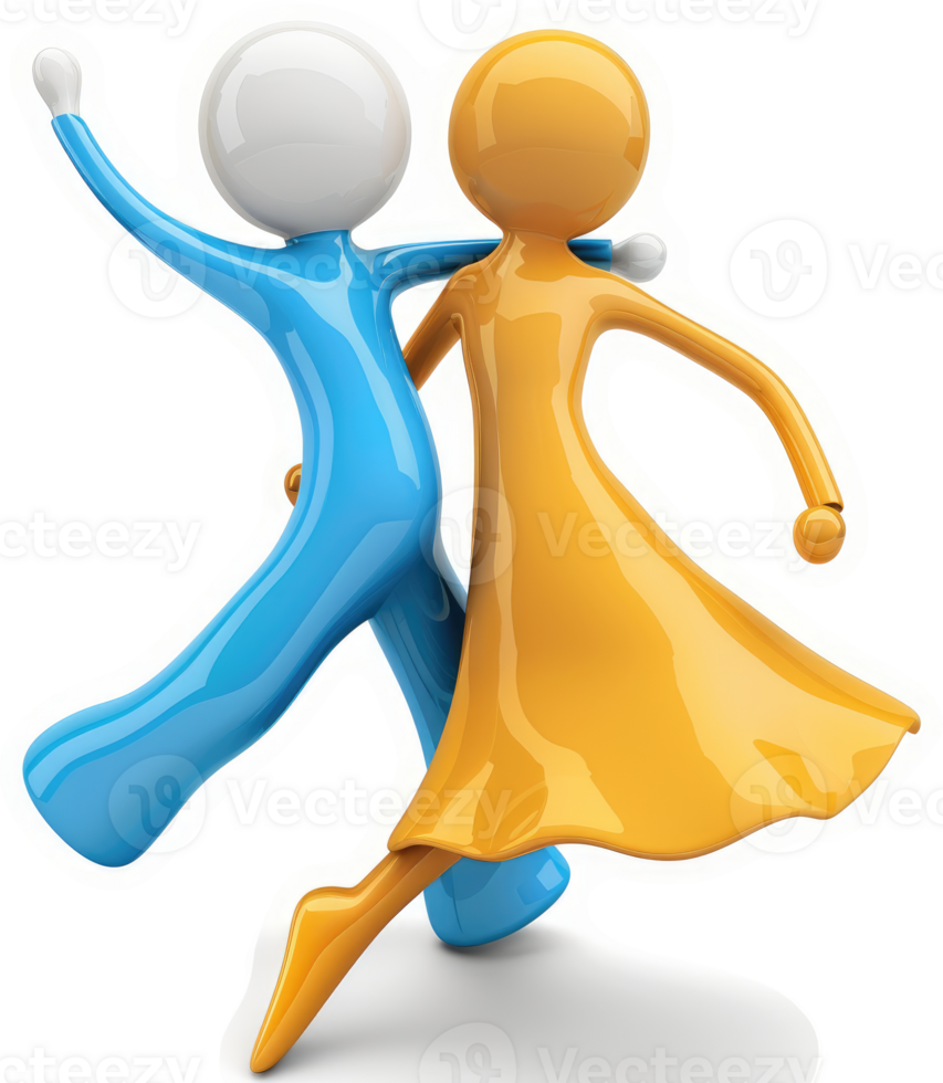 Joyful couple dancing in vibrant colors. png