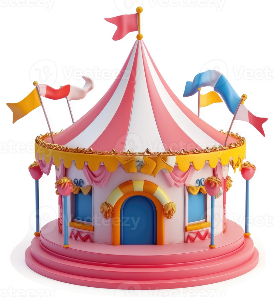 Playful, colorful circus tent structure. png