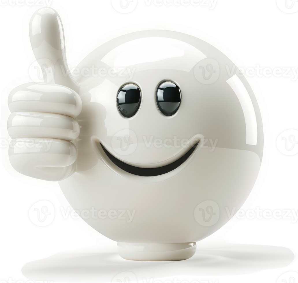 Positive affirmation conveyed by a white emoticon. png