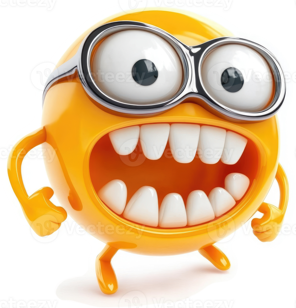 Exuberant cartoon character with wide open mouth. png