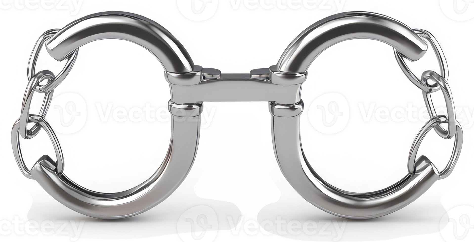 Metal handcuffs depicted in a three-dimensional illustration. png