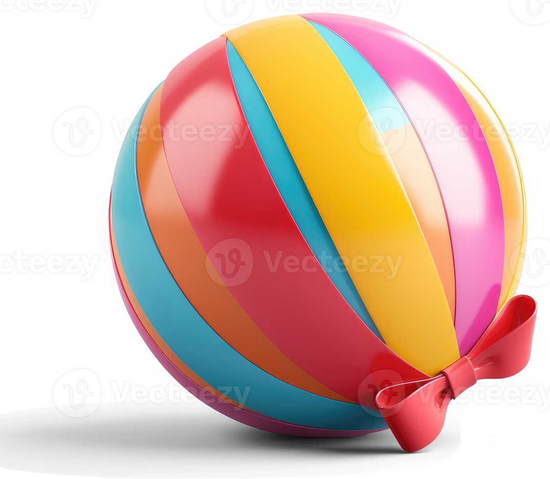 Vibrant, colorful sphere with a ribbon bow. png