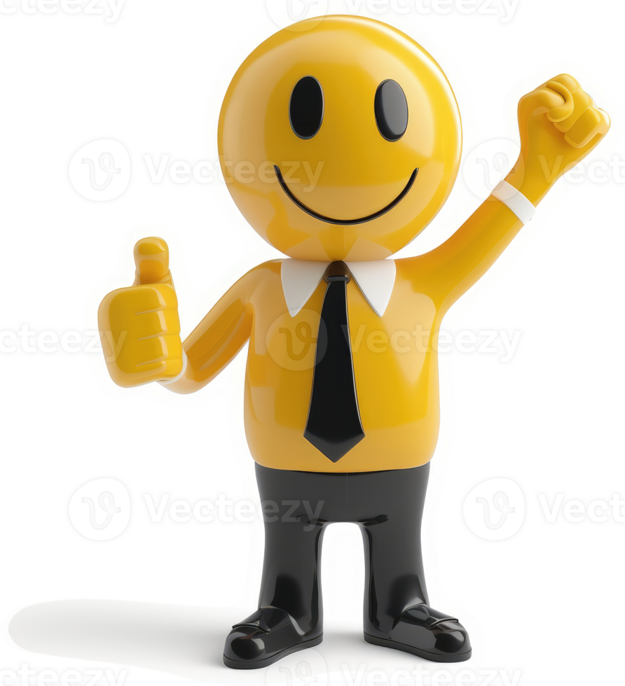 Cheerful, animated business figure celebrates success. png