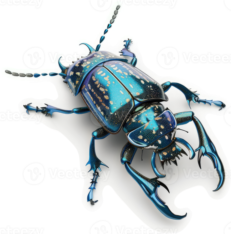 Vibrant, iridescent beetle with intricate patterns. png