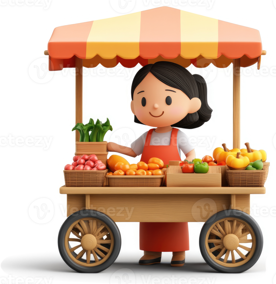 Smiling vendor displays fresh produce at a roadside stand. png