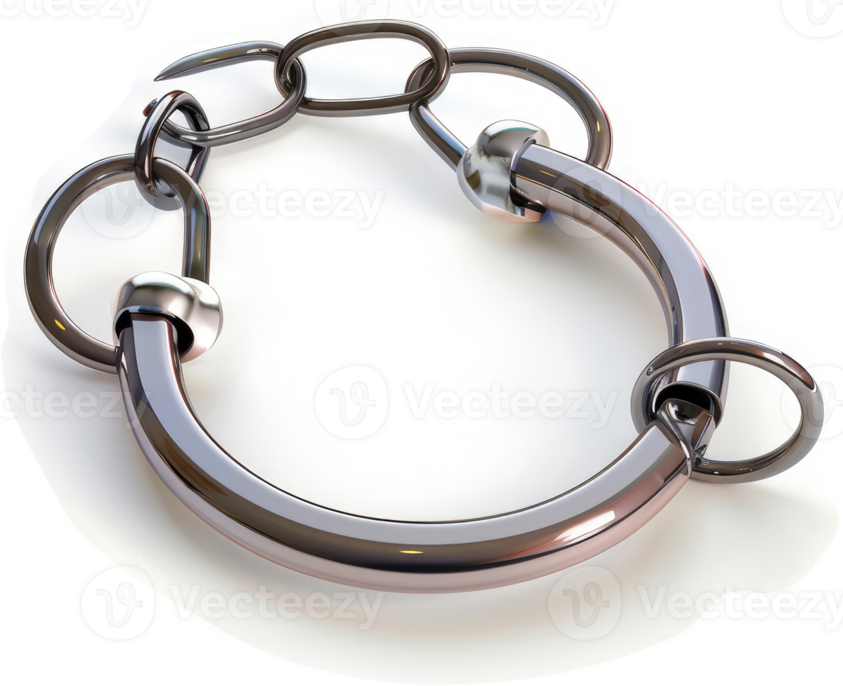 Intricate, metallic bracelet design with linked rings. png