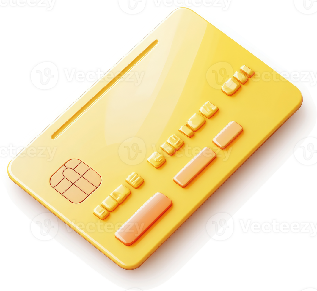 Gold-colored credit card illustration. png