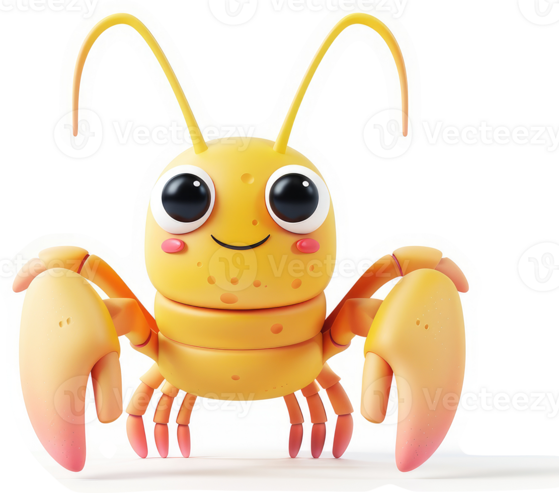 Cute cartoon lobster with large eyes. png