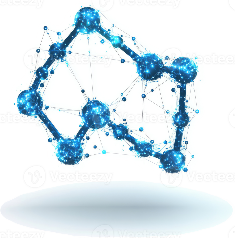 Abstract graphic design of interconnected nodes and lines. png