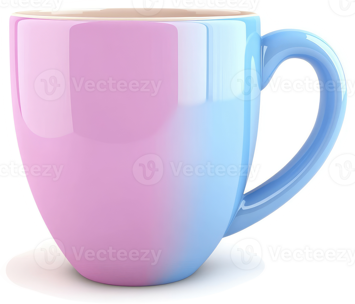 Pastel ombre ceramic mug with a handle. png