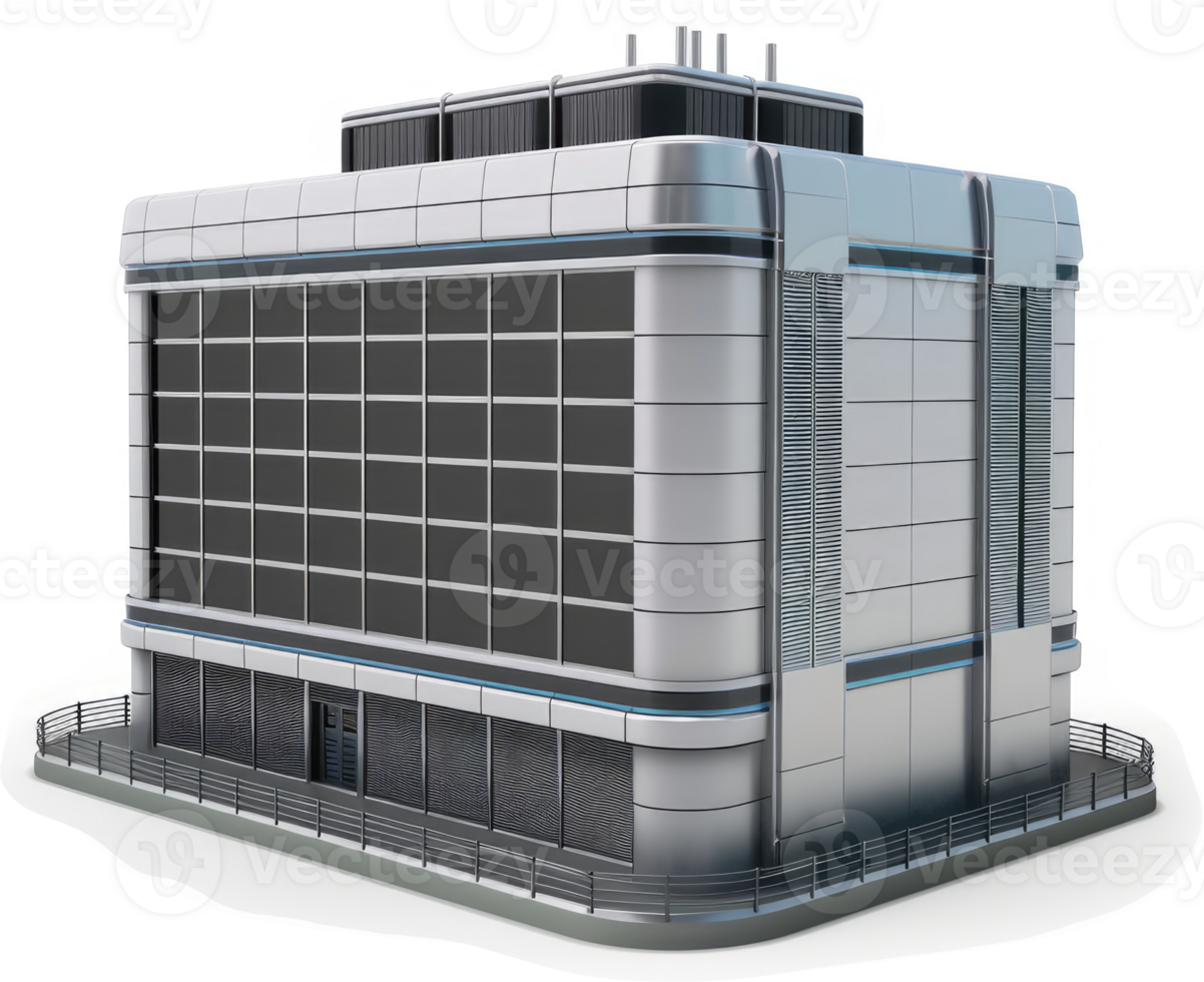 Modern, futuristic office building facade. png
