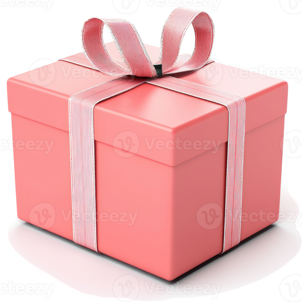 Pink gift box with a delicate ribbon bow. png
