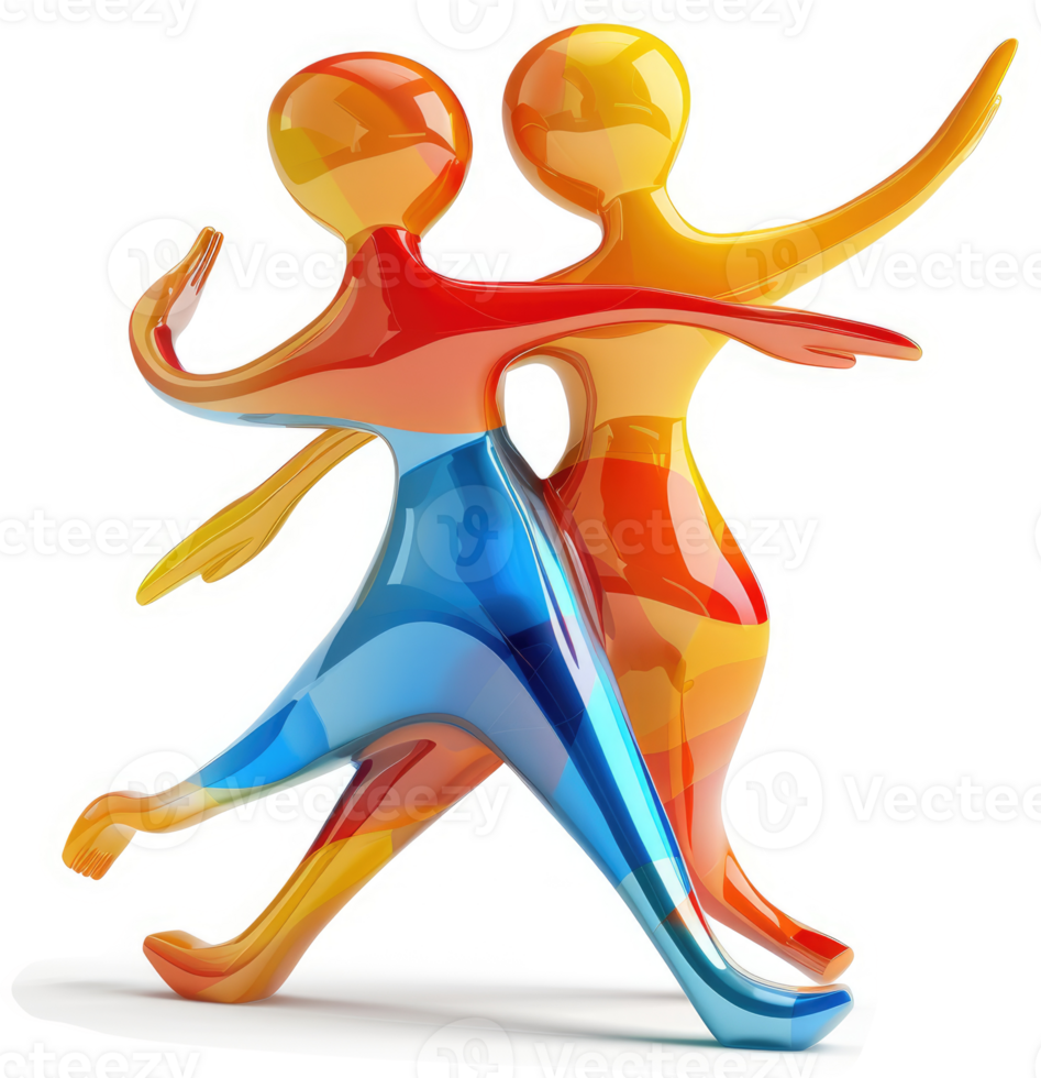 Vibrant, abstract figures in a lively dance pose. png