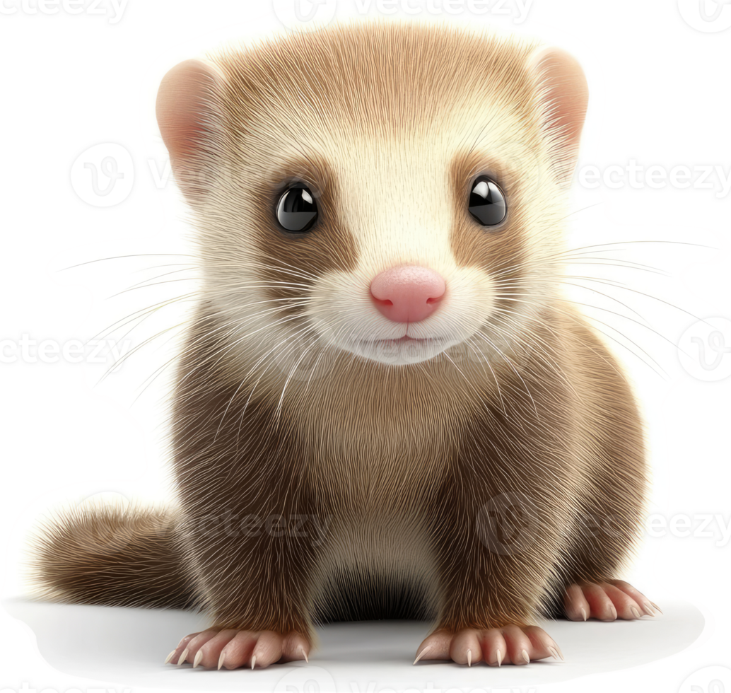 Adorable, digital rendering of a baby ferret. png
