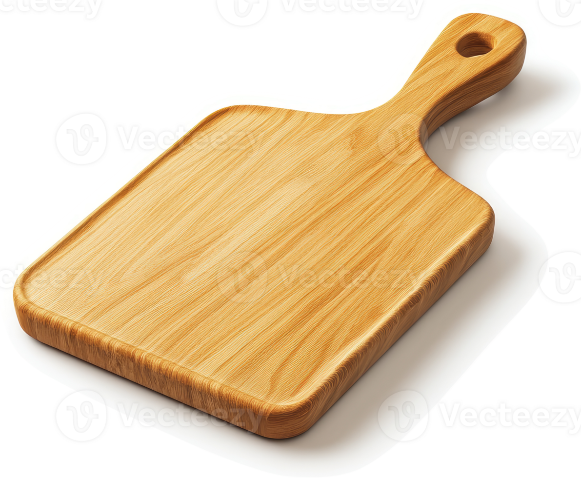 Rectangular wooden cutting board with a heart-shaped handle. png