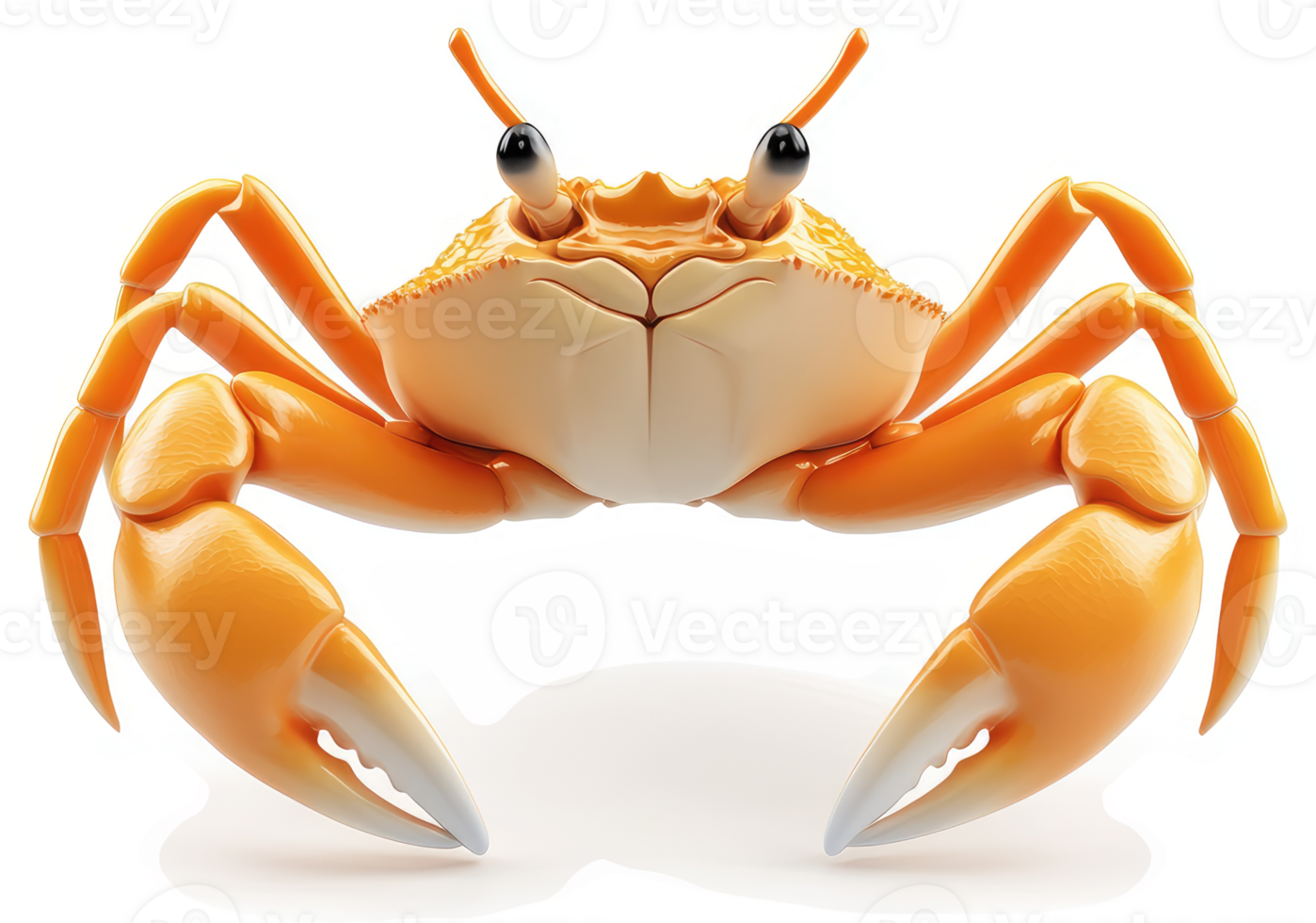 Vibrant orange crab, facing forward, in a digital illustration. png
