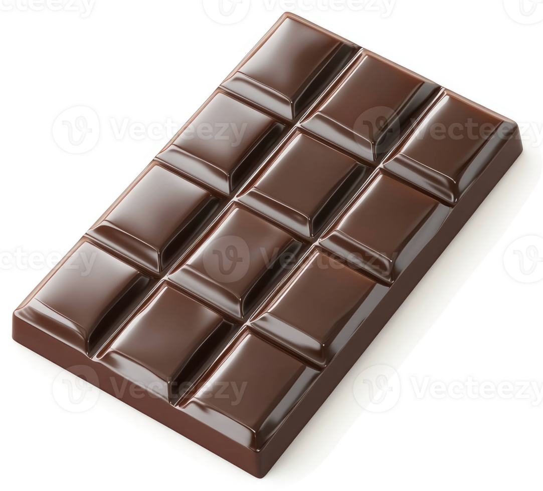 Dark chocolate bar, rectangular shape, delicious treat. png