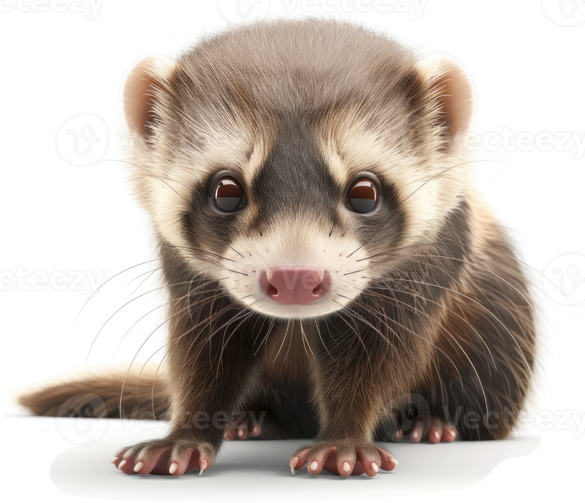 Adorable ferret features a captivating gaze. png