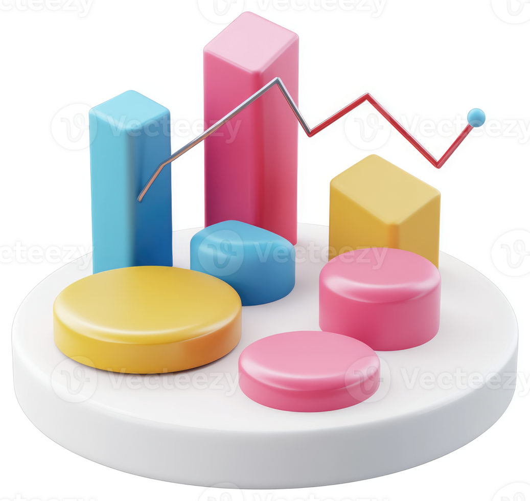 Colorful data representation with various geometric shapes. png