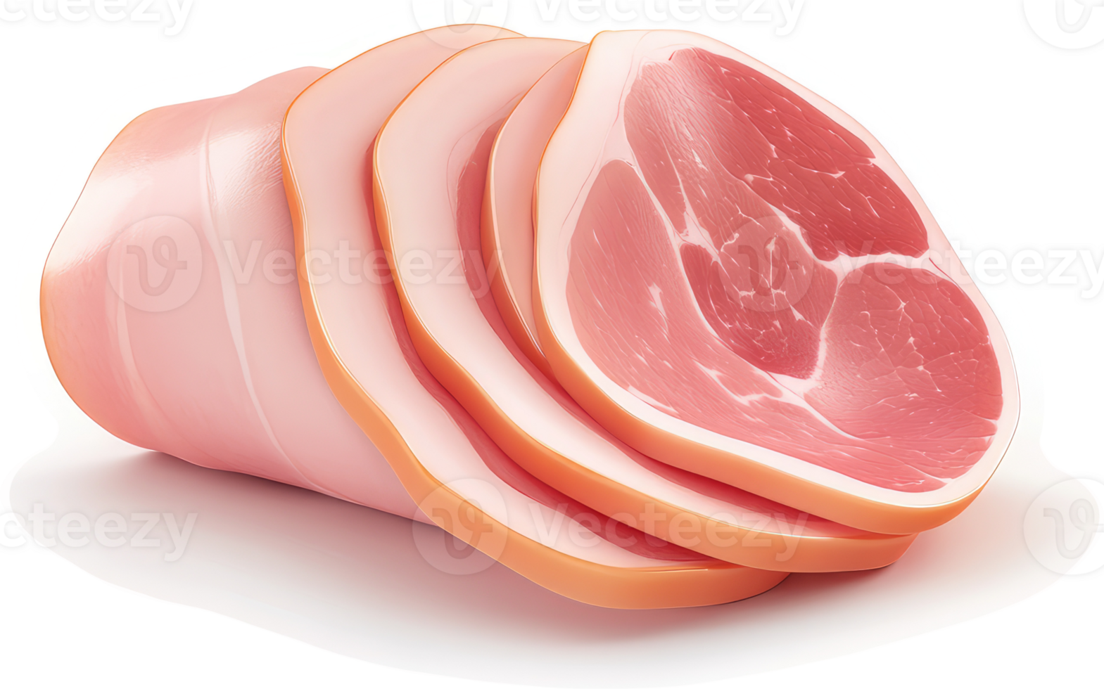 Sliced pork loin, ready for consumption. png