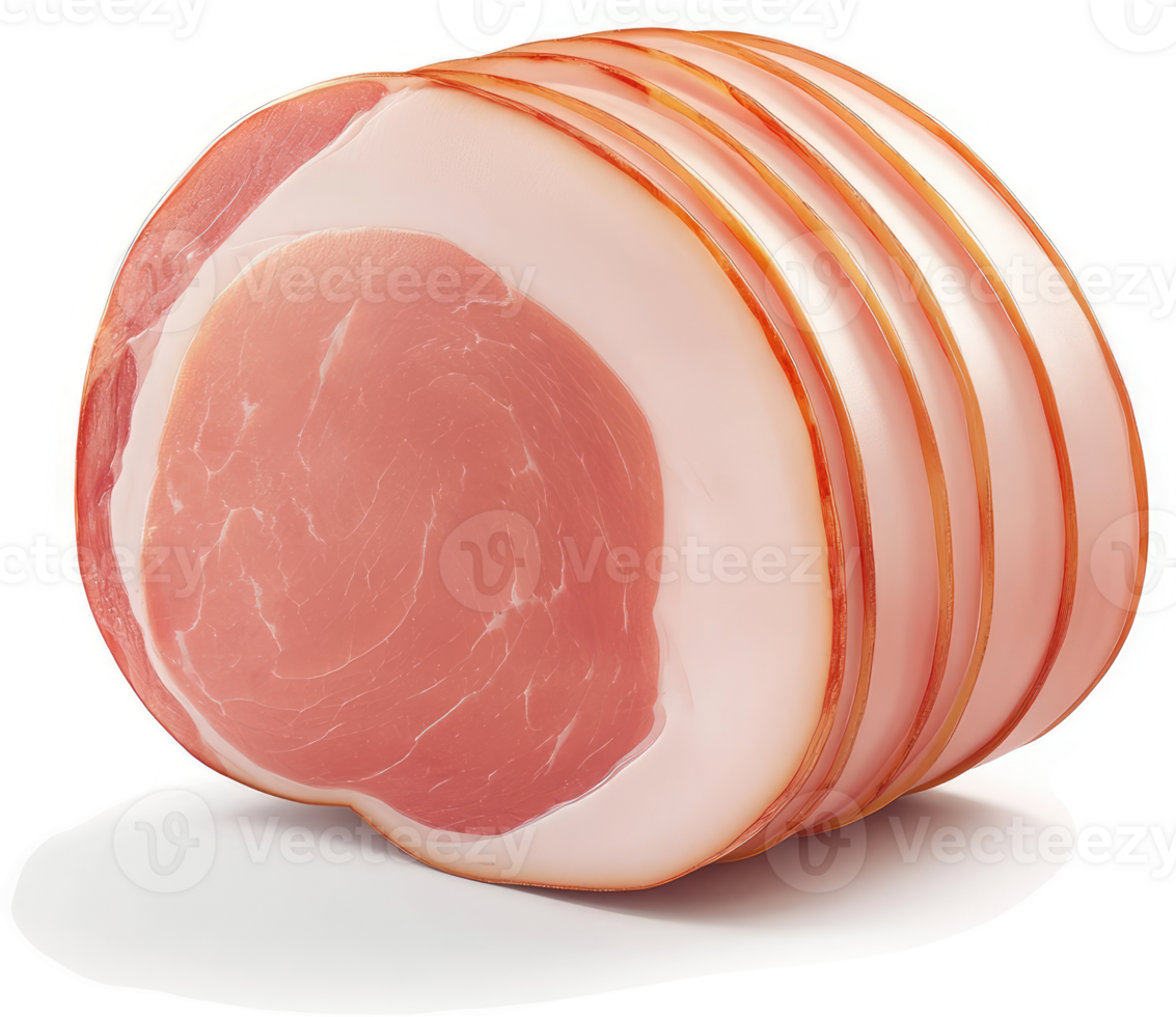 Stacked slices of cured pork loin. png