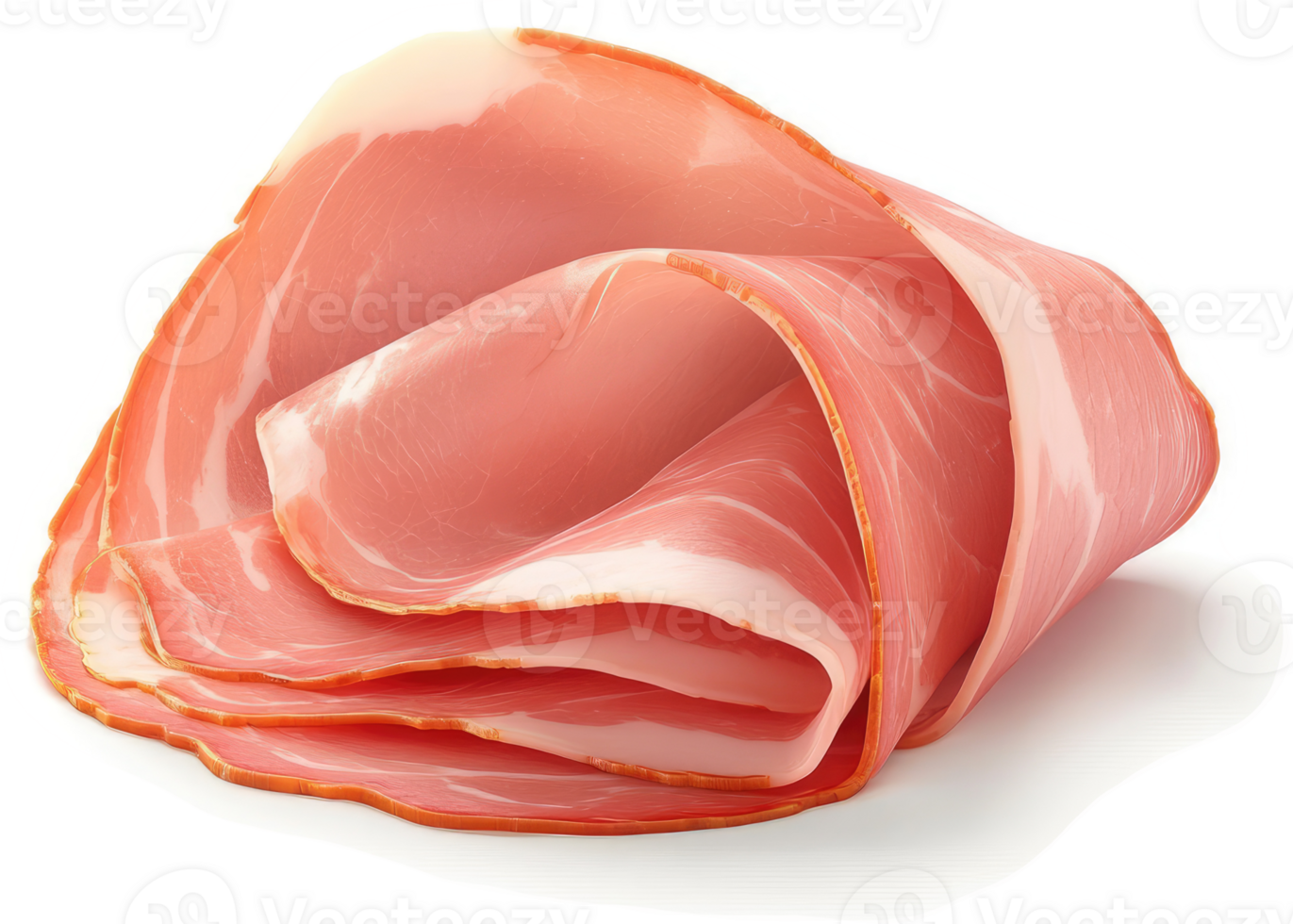 Sliced cured ham, elegantly arranged, a culinary delight. png