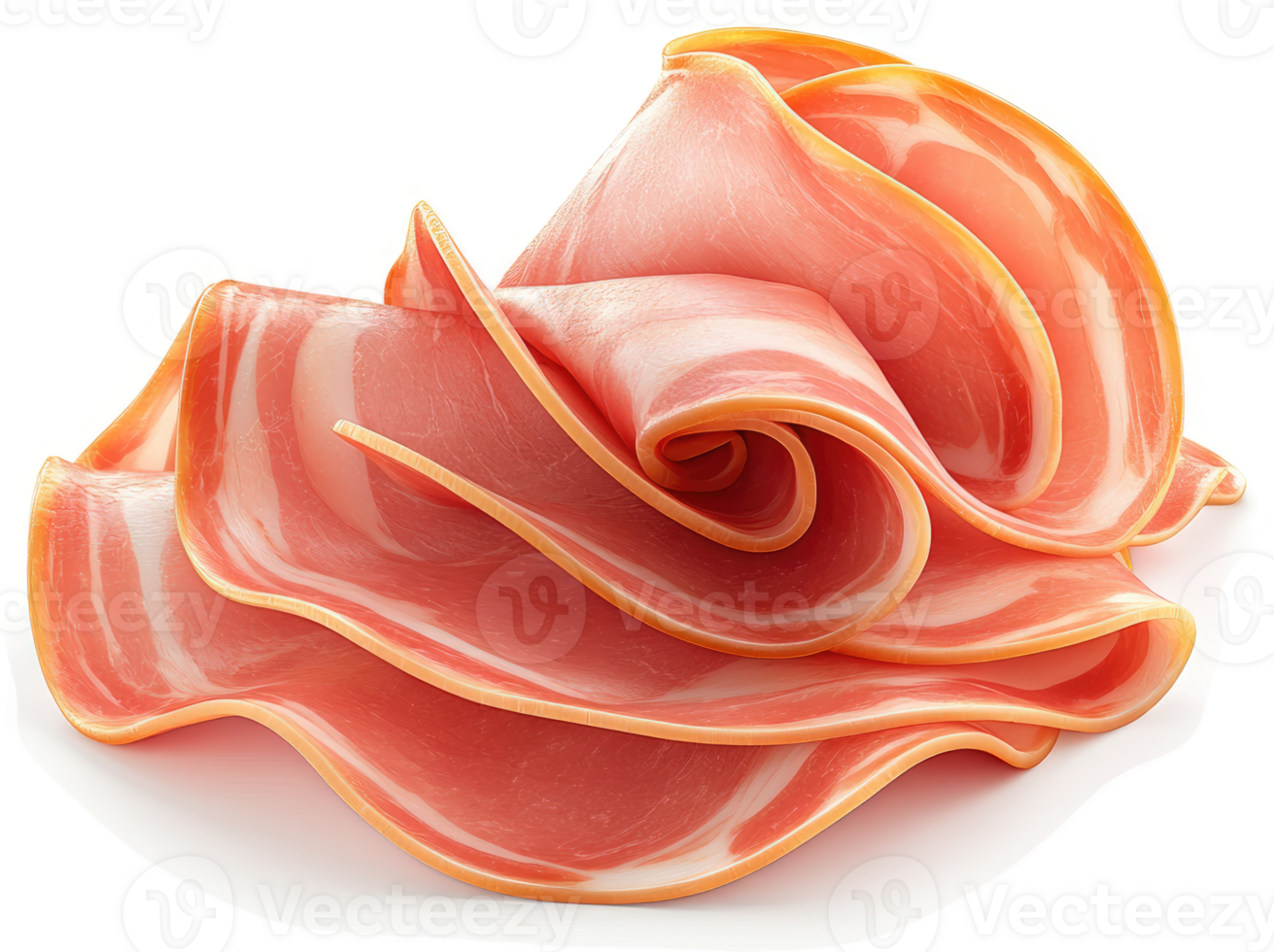 Stacked slices of cured ham, showcasing its texture. png