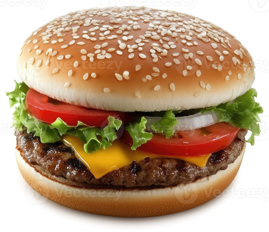 Classic cheeseburger with sesame seed bun. png