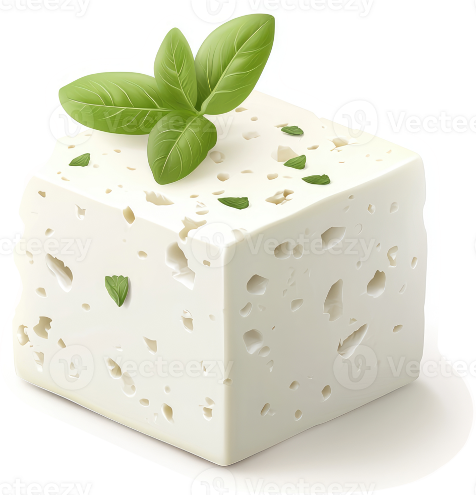 Fresh, cubed white cheese with herbs. png