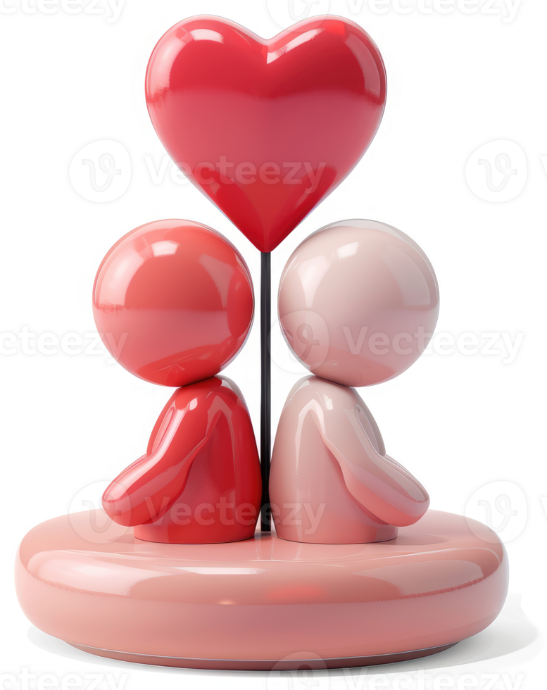 Two figures holding a large heart, symbolizing love. png