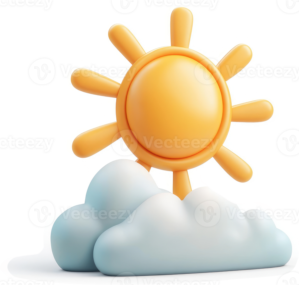 Sunny day icon with clouds. png