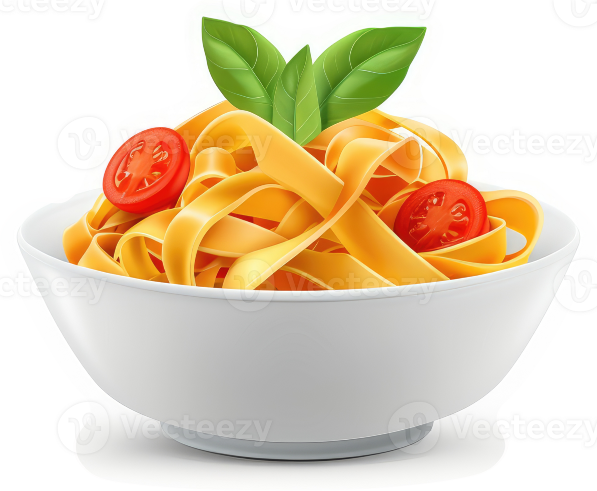 Creamy, golden pasta dish topped with cherry tomatoes and basil. png