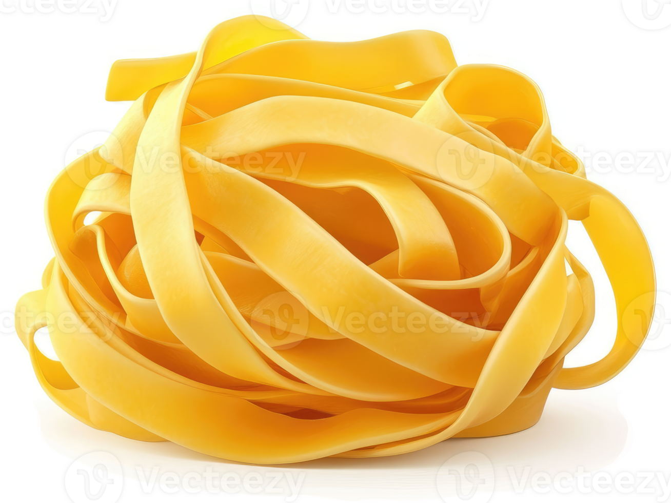 A nest of golden yellow, wide pasta noodles. png