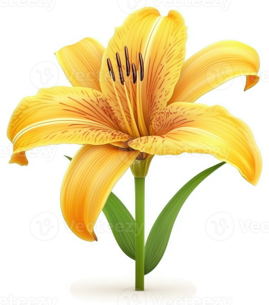 Vibrant yellow lily, showcasing delicate petals and stamen. png