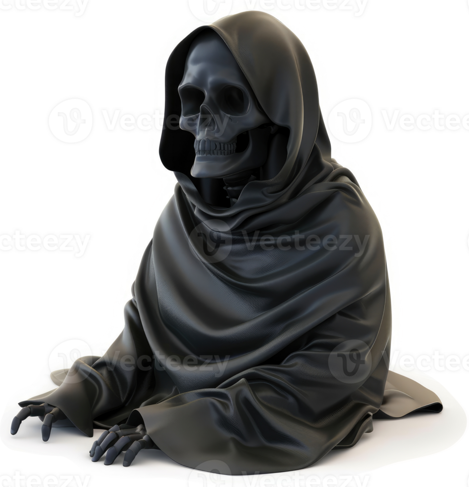 Dark figure of death draped in a somber cloak. png