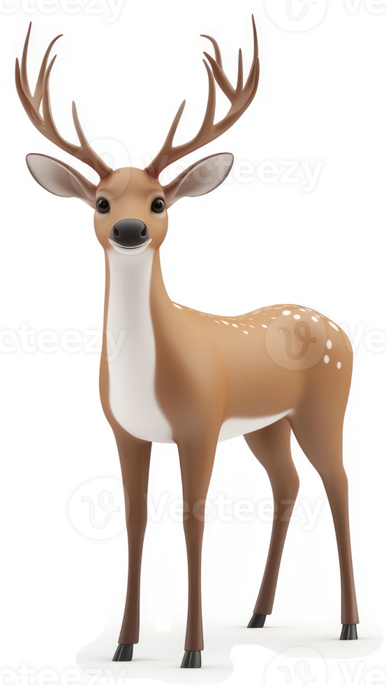 Digital rendering of a spotted deer with large antlers. png
