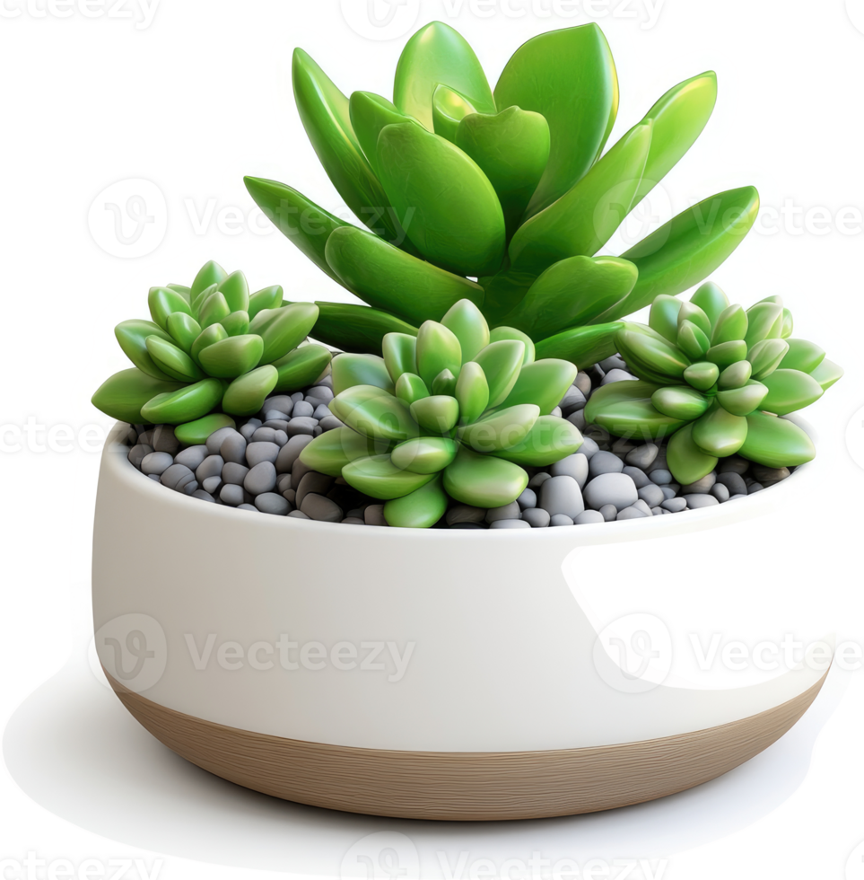 Succulent plant arrangement in a round ceramic pot. png