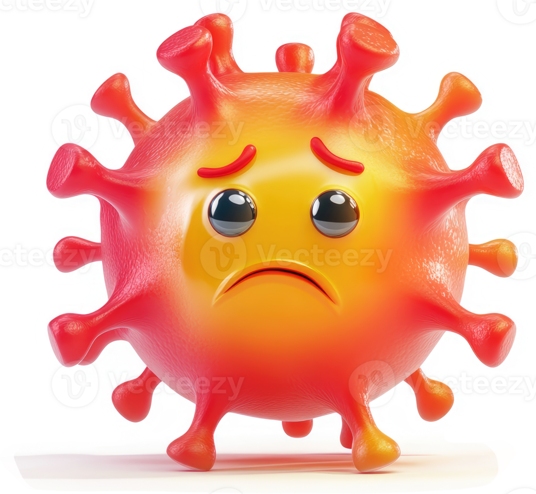 Depressed coronavirus emoji expresses illness. png