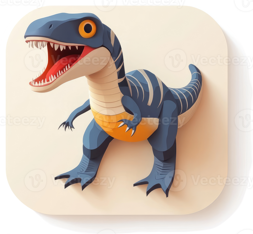 Smiling dinosaur icon depicts prehistoric creature. png