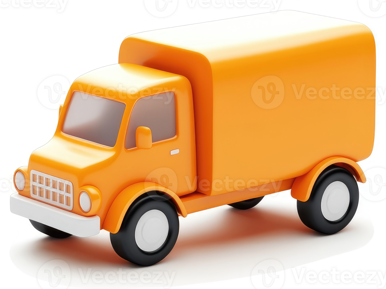 Bright orange delivery truck illustration. png