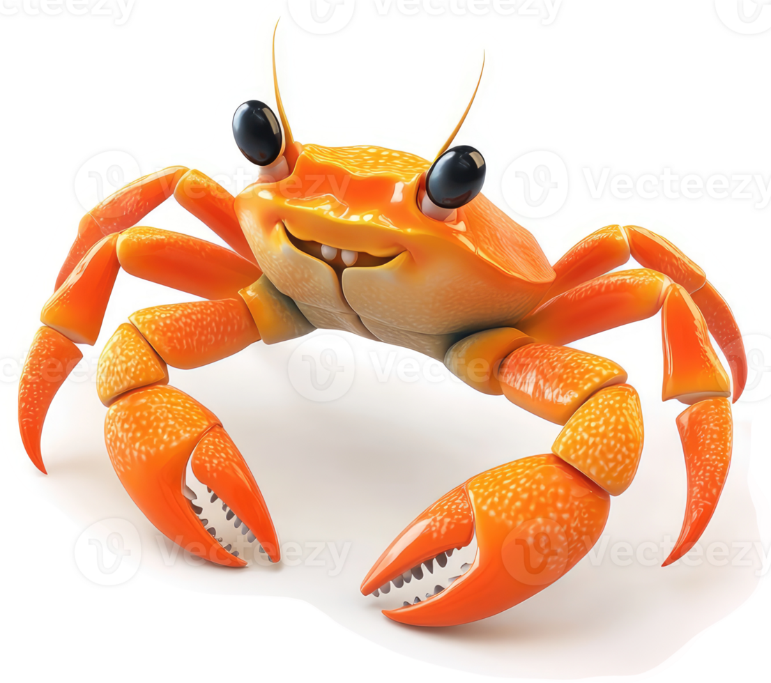 Smiling orange crab character against a white background. png