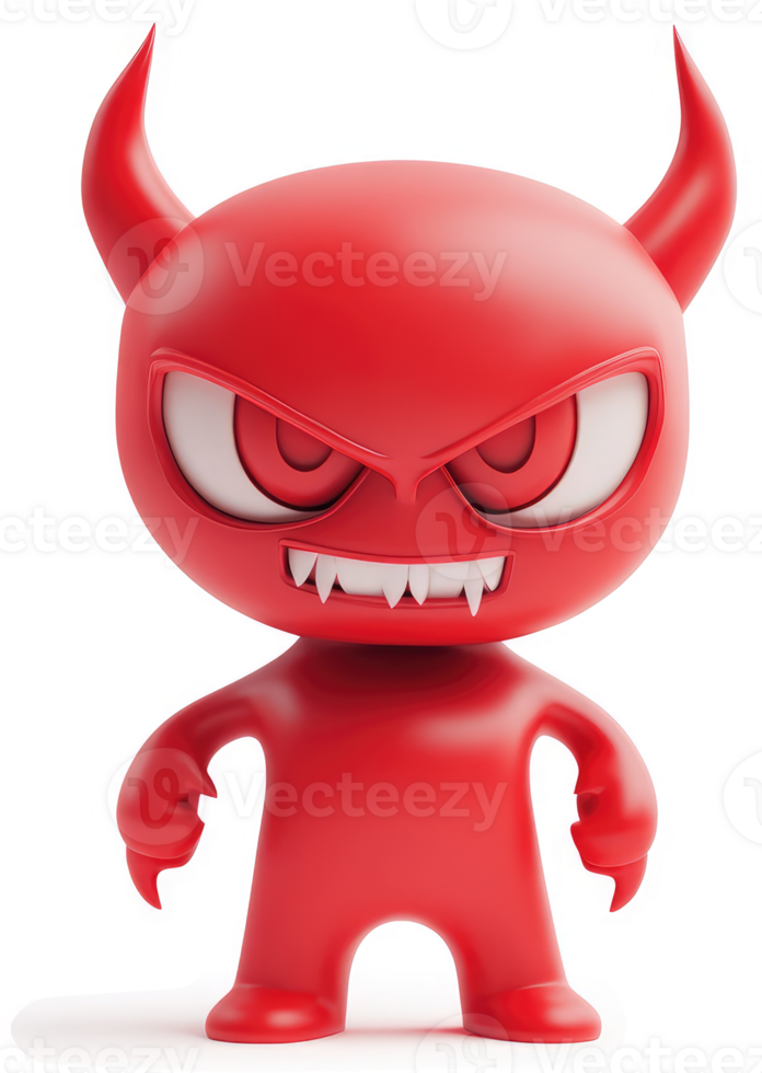 Red cartoon devil figure with menacing expression. png